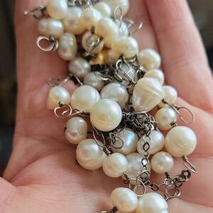 Vintage Baroque Freshwater Pearl and Sterling Silver Women's Necklace 30"